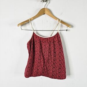 HD Vintage Y2K Spaghetti Strap Tank Top Womens M/L Red Black Animal Print